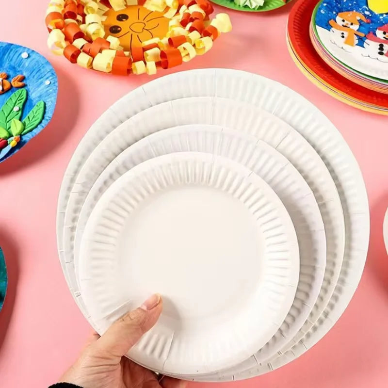 assiettes carton jetables blancs rayures verticales simples mariage anniversaire noël occasions fêtes 50 pièces