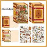 puzzle 3d intérieurs extérieurs bâtiments bleu marron beige violet illustration détaillée artiste