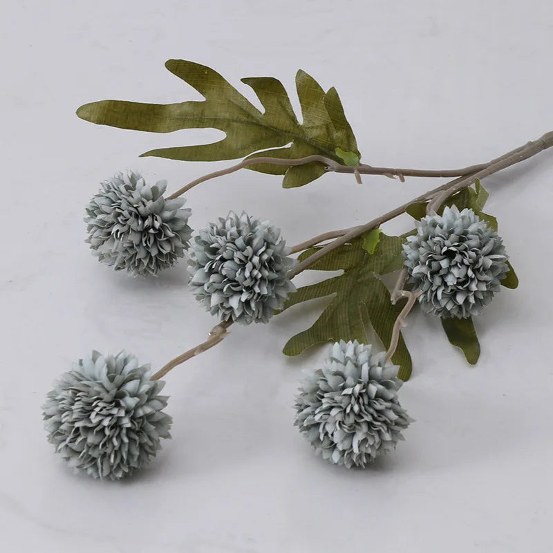 bouquet artificiel branches fleurs boules pissenlit feuilles vertes décoration mariageintérieur moderne naturel