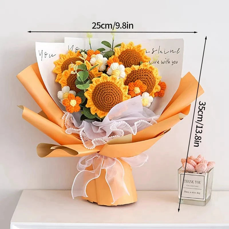 bouquet fleurs artificielles tournesols jaune orange blanc décoration mariage cadeau fête enseignants