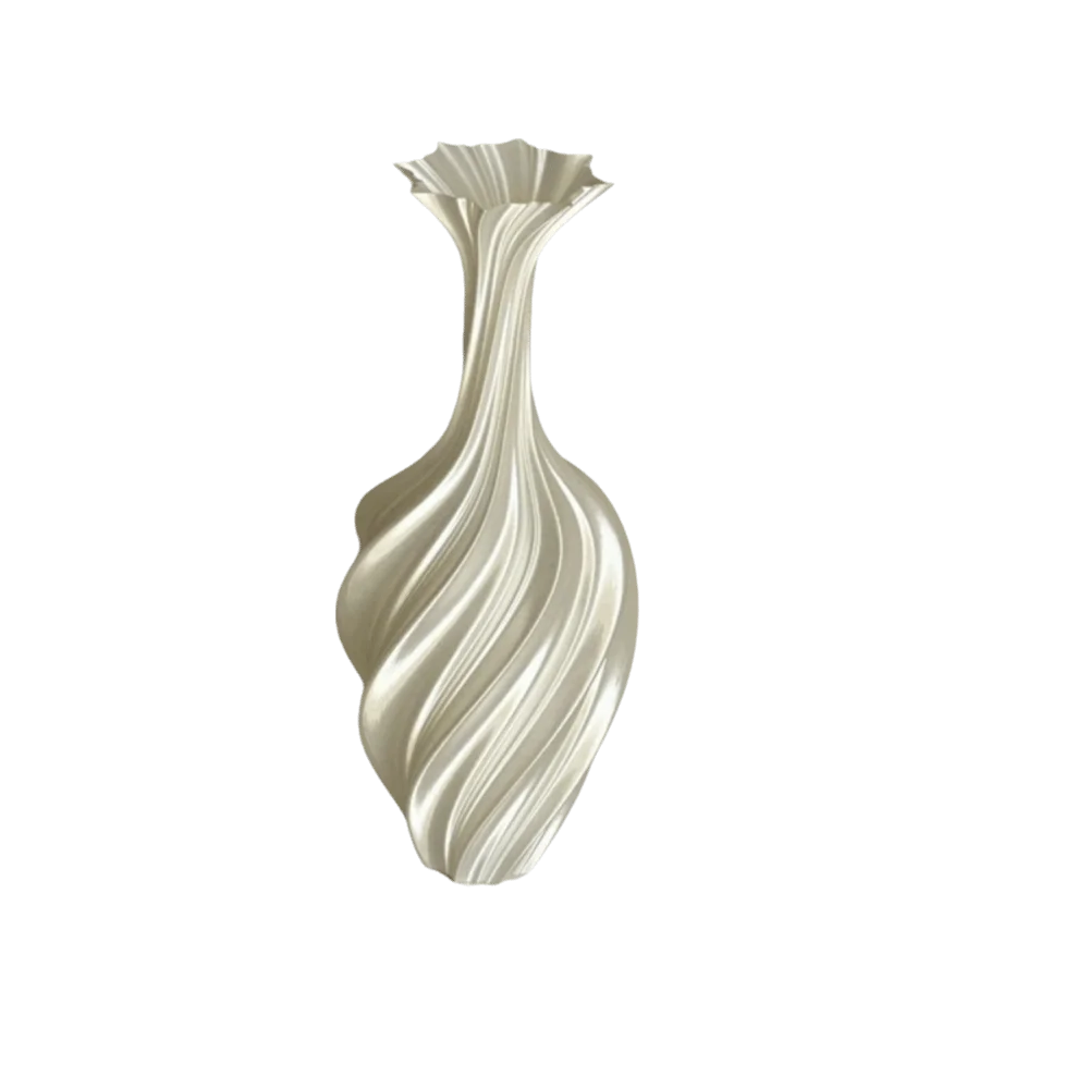 vase decoratif moderne blanc noir rouge motifs ondules plisses aspect satiné sculpture maison arrangement