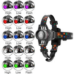 lampe frontale led rechargeable usb noir bande ajustable modes lumiere haute bas strobe
