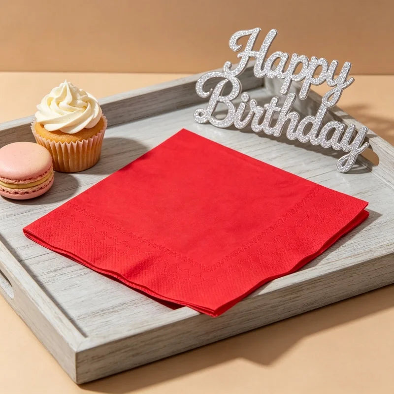 serviettes papier jetables rouges anniversaire décoration table vaissible occasion fête mariage baptême événement