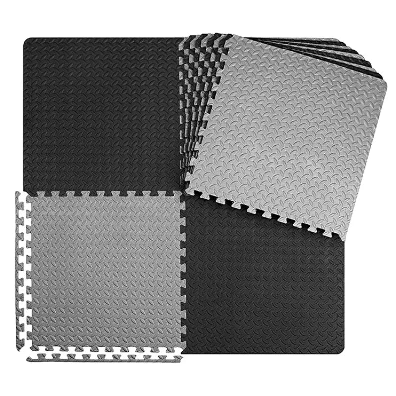 tapis sol modulable tapis eva 60x60cm 10mm epais noir texture geometrique moderne connecteurs