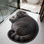 tapis chat motif gris beige orange noir absorbant rapide doux antidérapant polyester maison