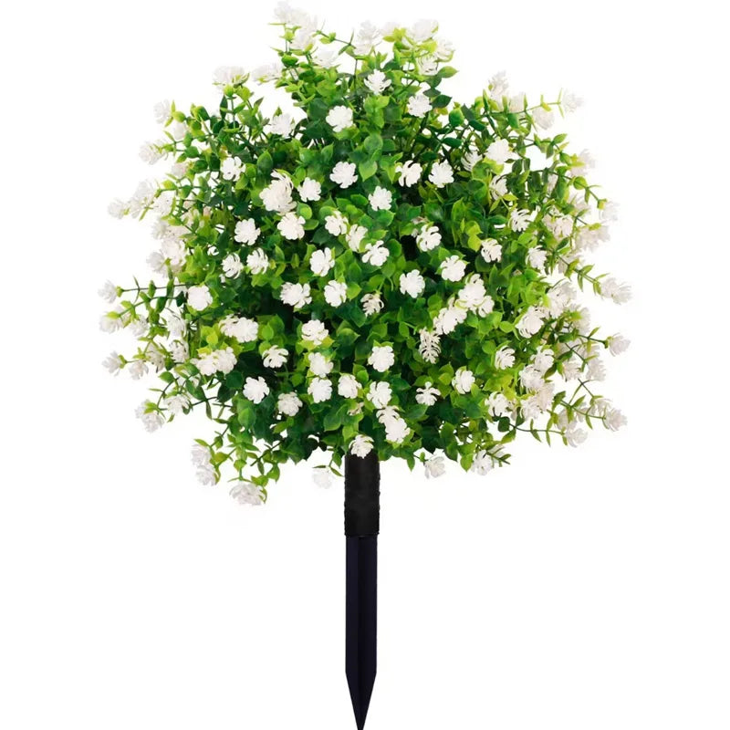 arbre artificiel rouge blanc vert feuilles fleurs stake moderne intérieur décoration jardinière