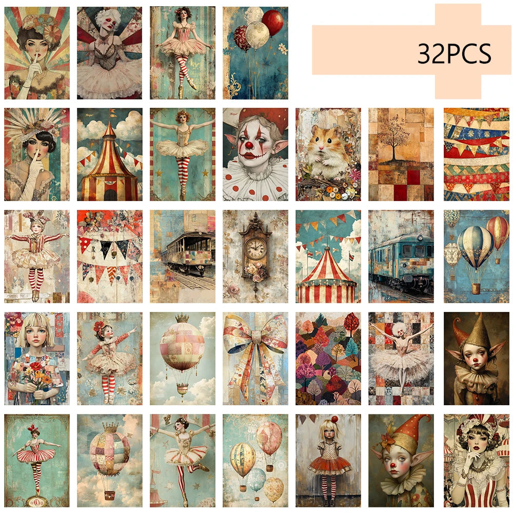 cartes postales vintage multicolores thèmes artistiques adhésives intérieur décoration chambre motifs texturés