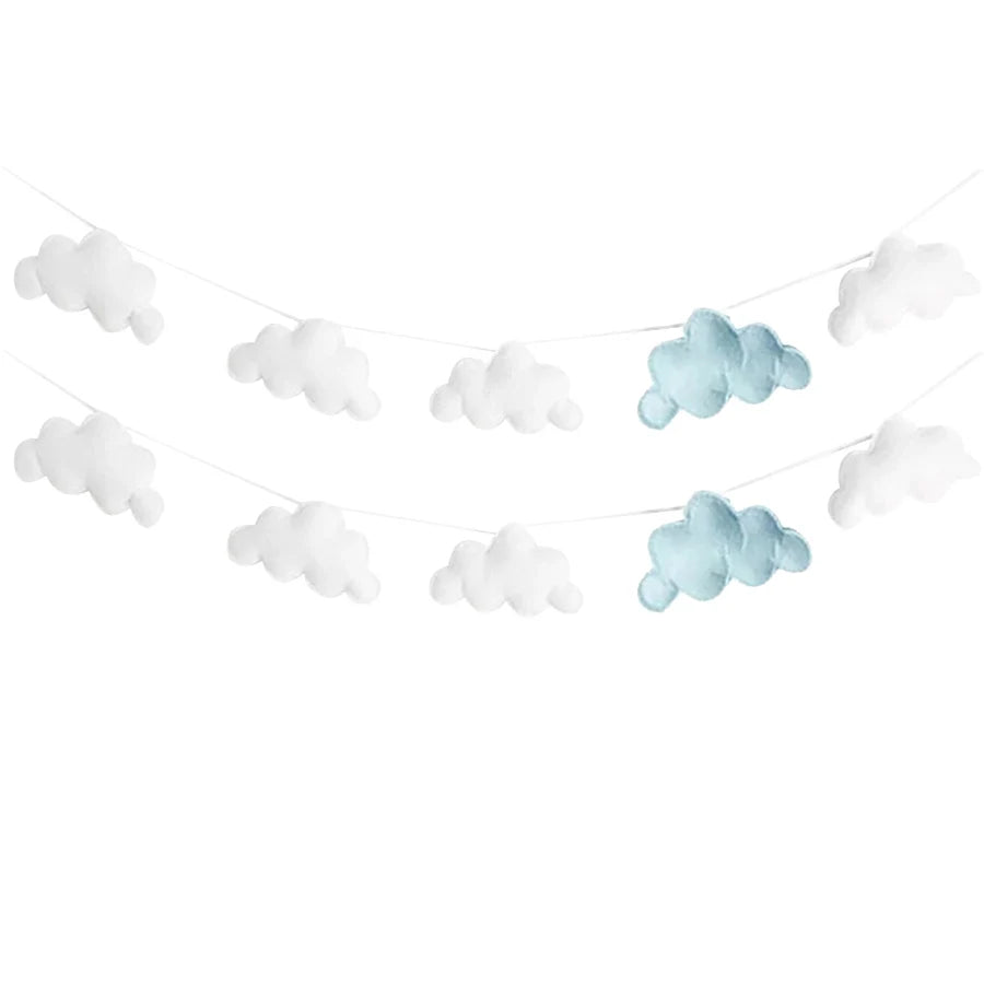 guirlande nuages feutre doux moderne blanche rose bleu gris verte chambre