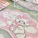tapis rose clair blanc chaton nuages good night baby moderne chambre enfant résistant