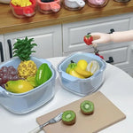 boîtes conservation alimentaires transparentes motifs fruits légumes moderne pratique blanc bleu rouge
