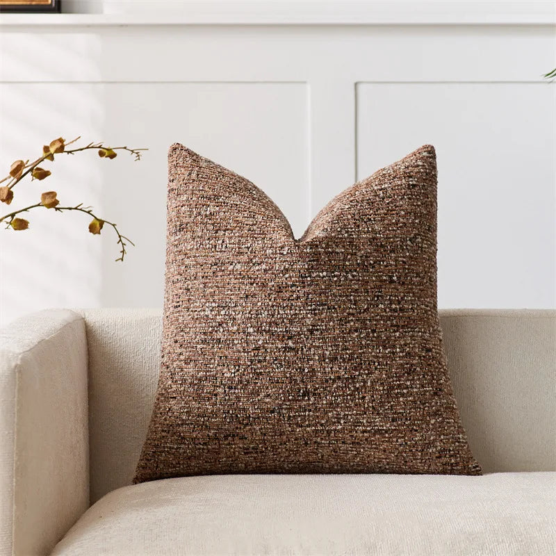 housse coussin carrée décorative texture tissée moderne canapé salon chambre couleur unie
