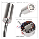 lampe chevet flexible moderne argentée noir interrupteur on off gooseneck brillant chambre minimaliste