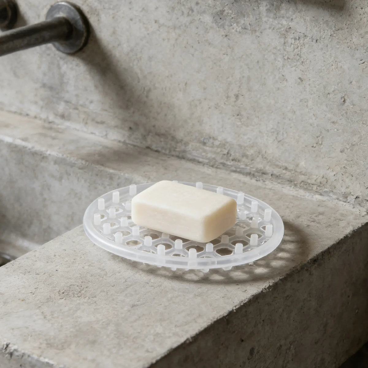 porte savon silicone drainage moderne blanc translucide hexagonal salle bain évier