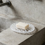 porte savon silicone drainage moderne blanc translucide hexagonal salle bain évier