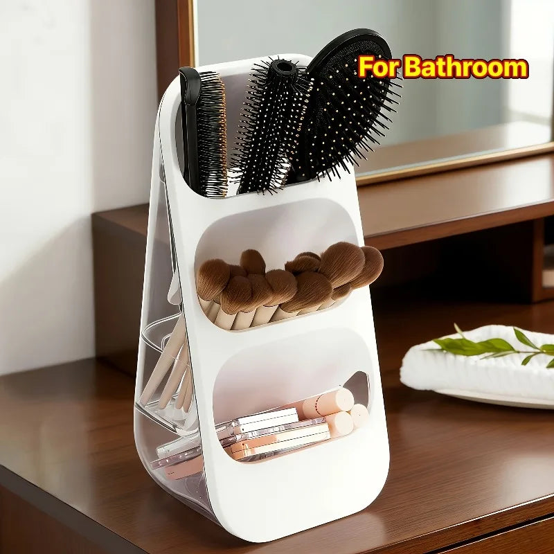 organisateur maquillage transparent moderne rangement pinceaux palette coiffeuse blanc accessoires cosmétiques rechargeable