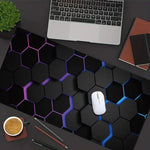 tapis souris gaming hexagonal noir bleu violet moderne organiser souris clavier éléments