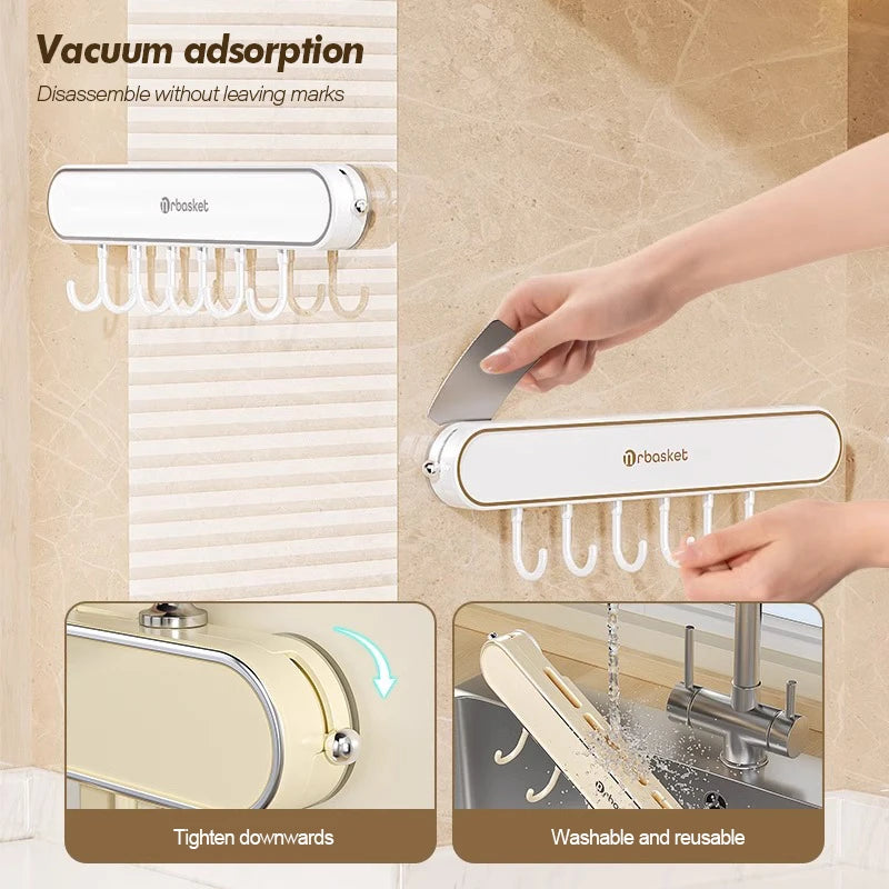 porte couteaux mural adhésif gris métallique couteaux cuillère fourchette serviette racleur éponge brosse dents