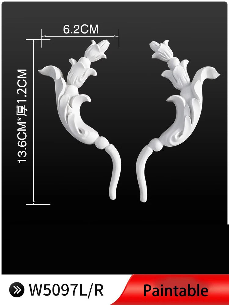 appliques decoratives sculptees floral classique blanc meubles deco mur opacite grande taille DIY