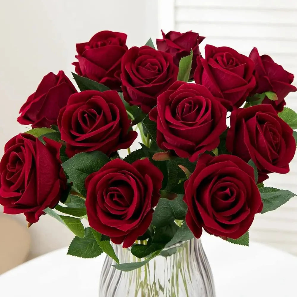 bouquet roses artificielles soie fleurs rouges blanches bleues décoration mariage fête maison