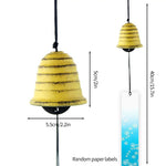 cloches vent japonaises vert bleu jaune motifs géométriques texture rugueuse cordelette décoration extérieure classique
