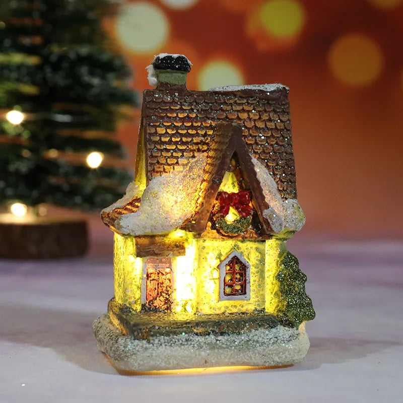 décorations noël miniatures maison guirlandes lumineuses bric rouge noir blanc vert