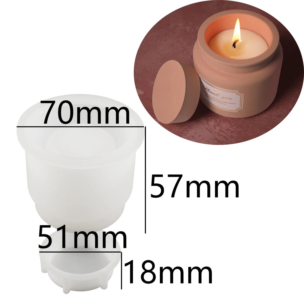 moule silicone bougie parfumée blanc rose pâle moderne minimaliste couvercle bricolage décoration maison