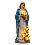 statue vierge marie roses led bleu blanc jardin decoration religieuse patioextérieur