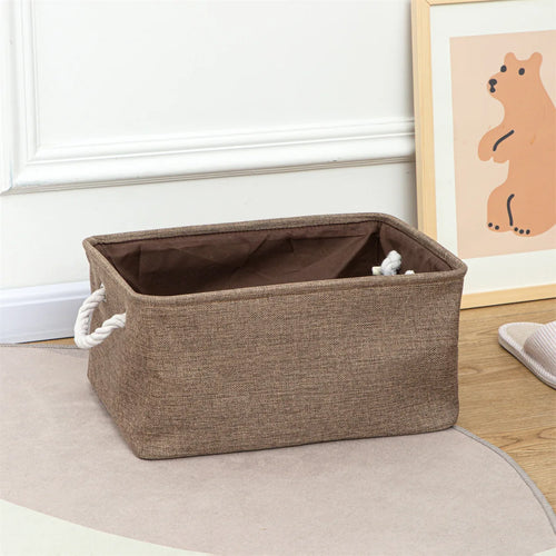 panier rangement tissu lin gris marron clair beige bleu marine rose pâle pliable moderne