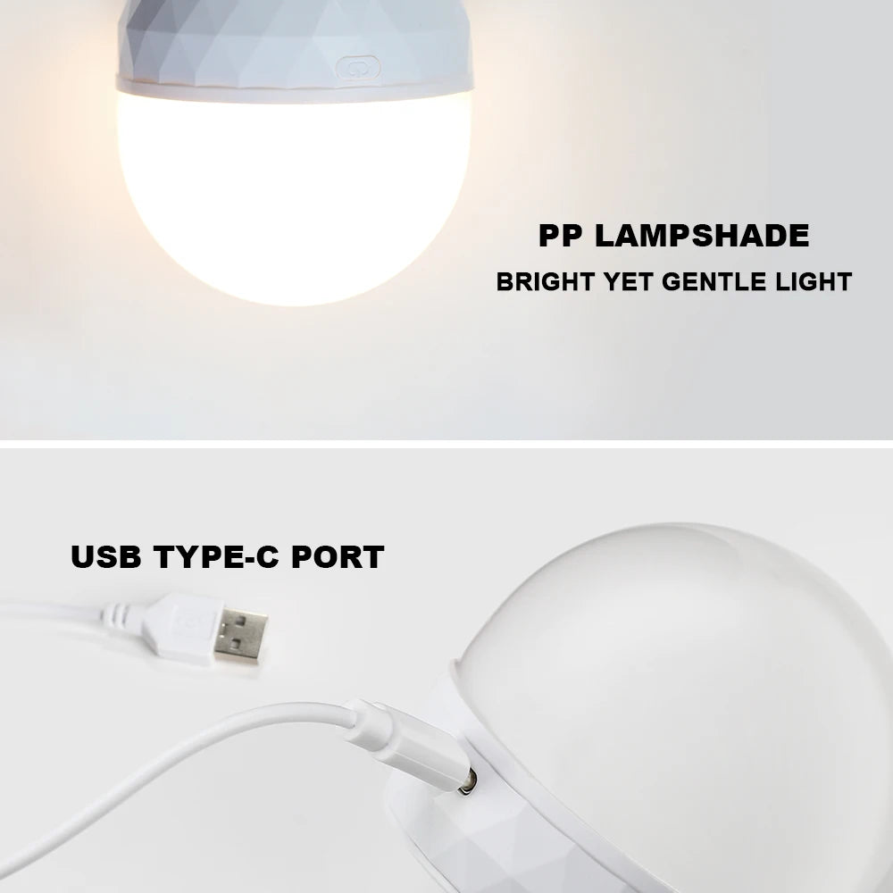 ampoule led rechargeable e27 usb multi couleur moderne télécommande câble type facettes brillantes camping