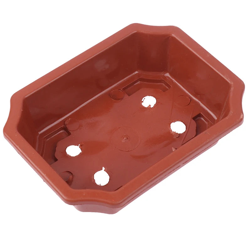 pots plantes vintage rectangulaire octogonal bord décoré couleur rouge brun adultes jardinage utilitaire