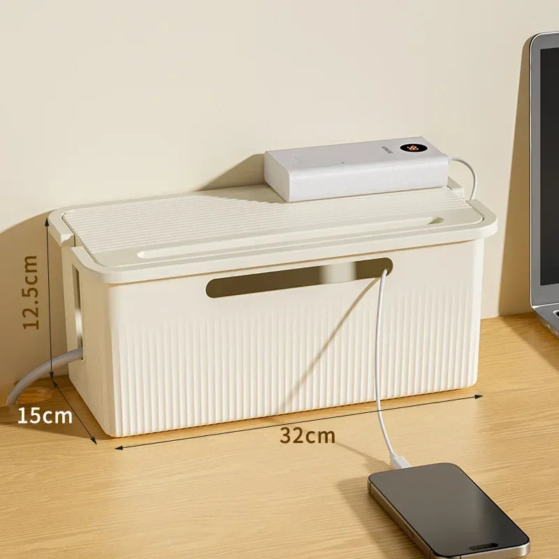 boîte rangement câbles alimentation prise carte moderne rayures verticales beigeclair rechargeable abs
