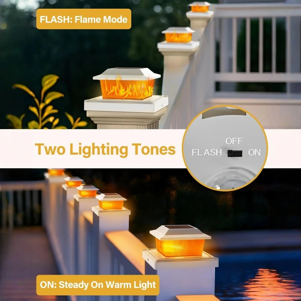 lampe solaire décorative flamme vacillante ip65 led blanc orange moderne minimalisteextérieur patio jardin fixations
