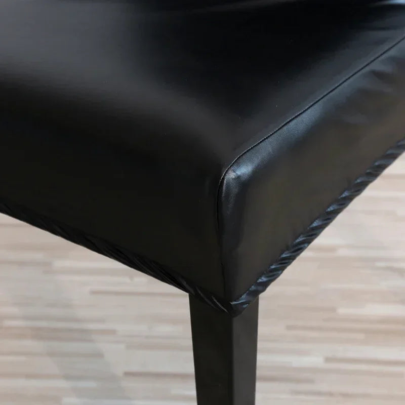housse chaise simili cuir noir moderne imperméable élastique fauteuil salle manger