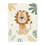 affiche toile animaux jungle lion zebre elephant decor chambre enfant cartoon beige vert