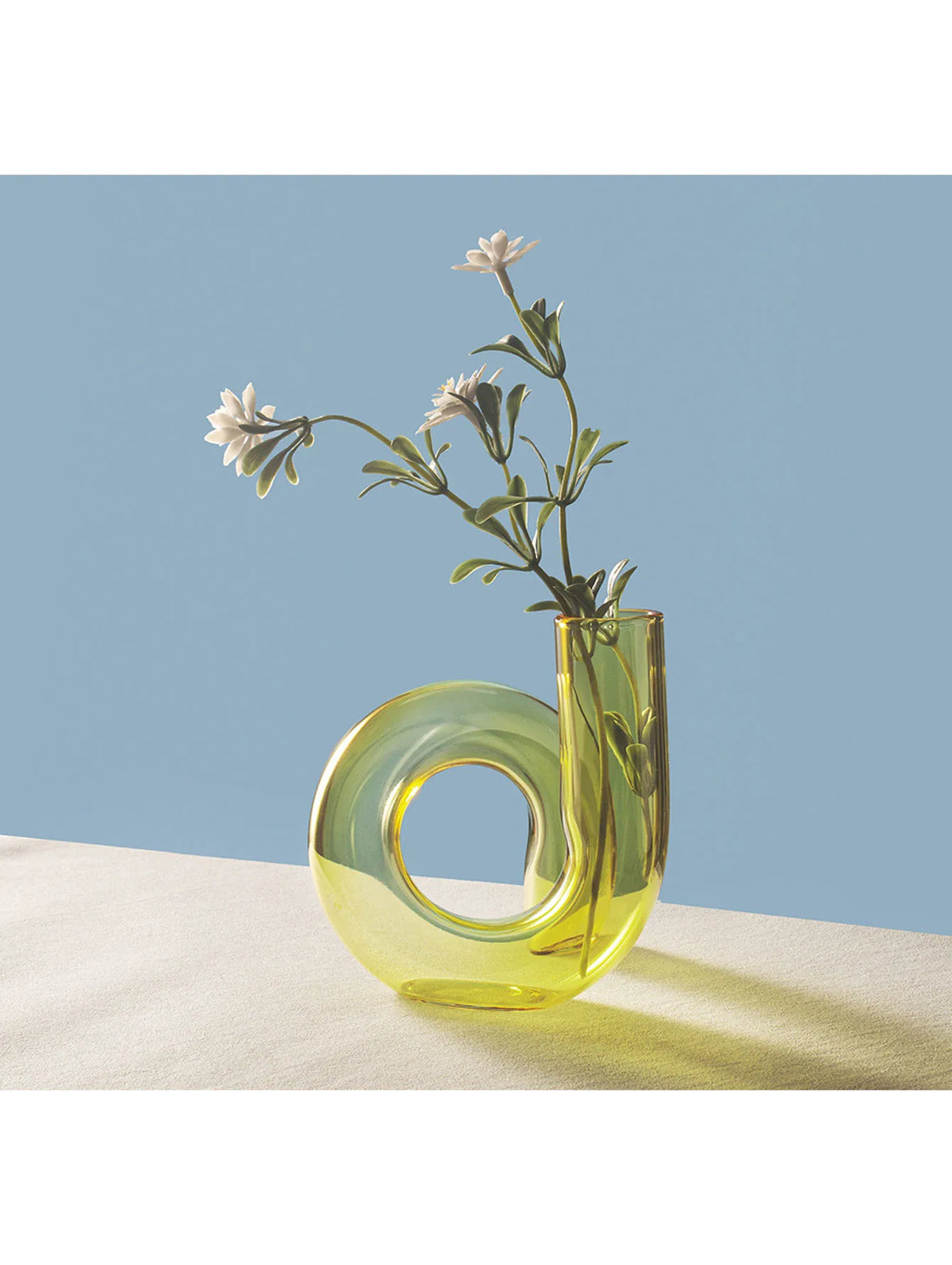 vase verre asymétrique multicolore moderne transparent jaune marron gris courbé élégant décoration maison arrangement