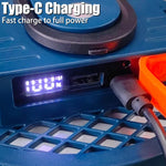 lampe camping led rechargeable 4500mAh aimant projecteur cob bleu foncé orangeécran digital
