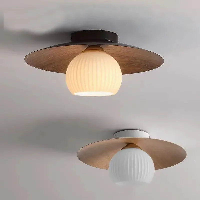 lampe moderne bois naturel globe translucide scandinave lumière blanche neutral three color warm
