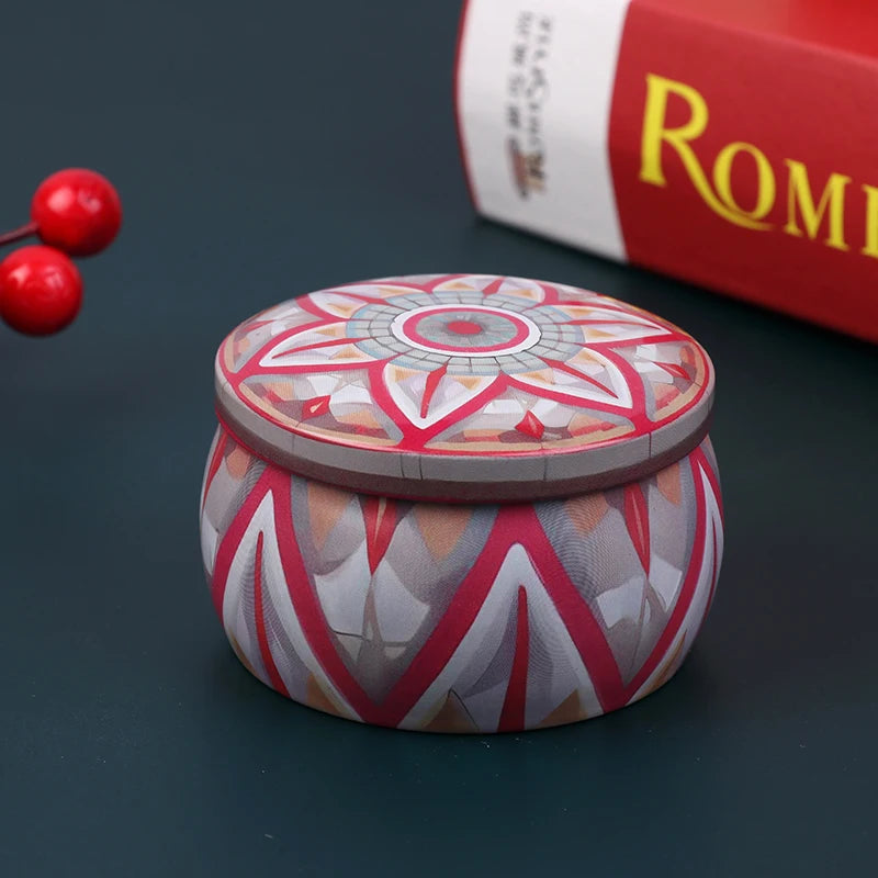 boîte ronde rangement cosmétique décorative motif floral boho chic pot stockage bijoux maquillage