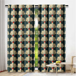 rideaux art deco motifs plumes vert foncé beige rouge opaques 100 polyester pièces