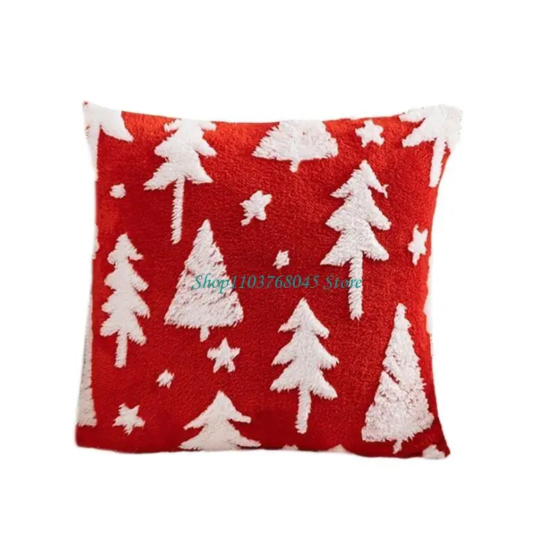 housse coussin motif flocons neige rennes noel vert blanc coton polyester lit festive