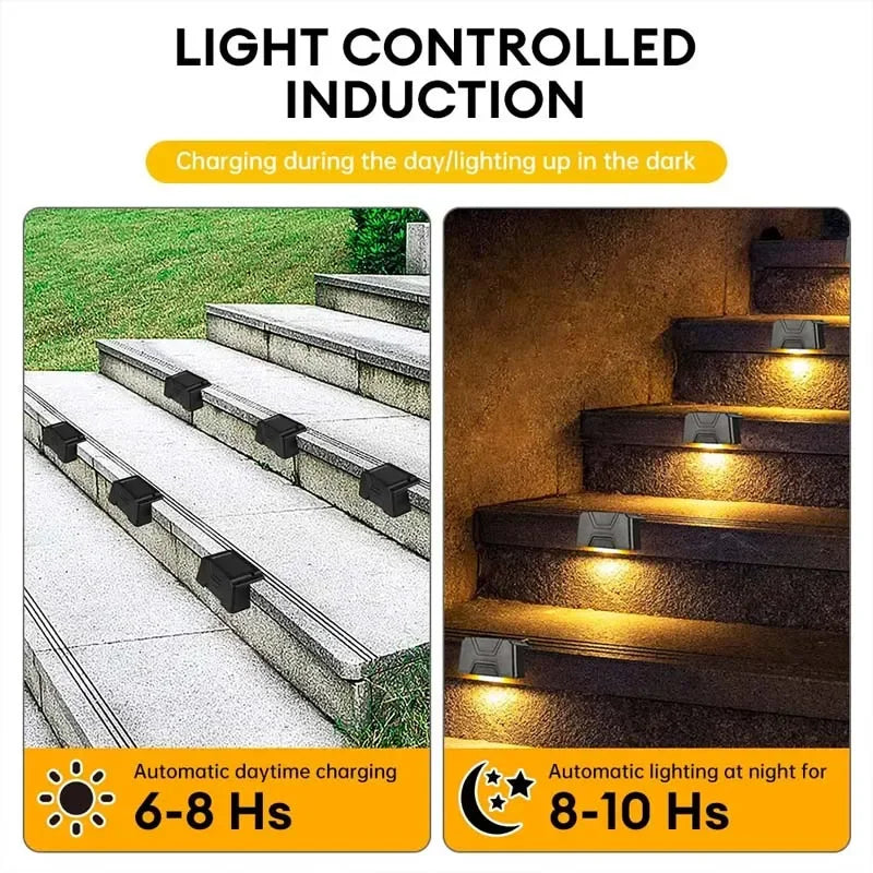 lumière solaire led extérieure ip65 étanche jardin mur escaliers noire moderne