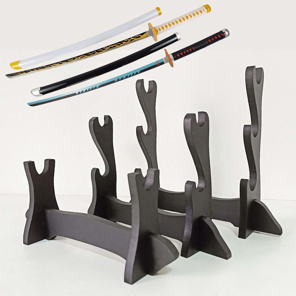 support rangement bois épées katana sabres organisation salon exposant japonais modernes