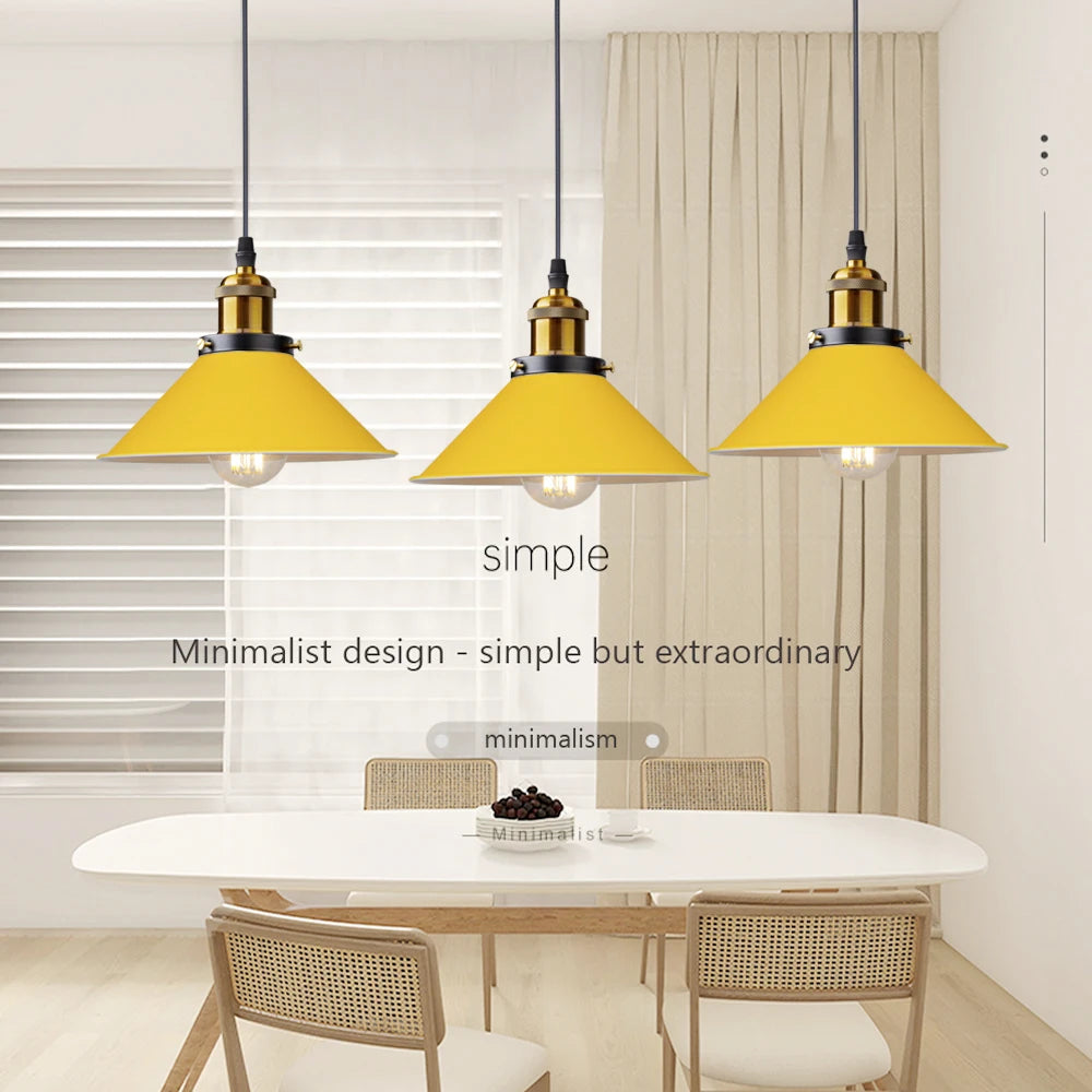 Suspension lumineuse conique minimaliste gris vert jaune bleu rose blanc câble suspendu chambre salon