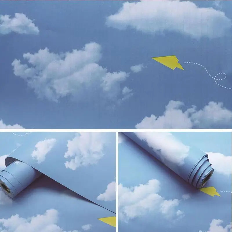 papier peint auto adhésif 3d ciel bleu nuages moderne imperméable résistant humidité isolation thermique