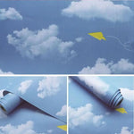 papier peint auto adhésif 3d ciel bleu nuages moderne imperméable résistant humidité isolation thermique