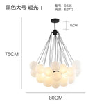 Suspension lumineuse moderne boules sphériques opaques chaînes métalliques blanc salon chambre