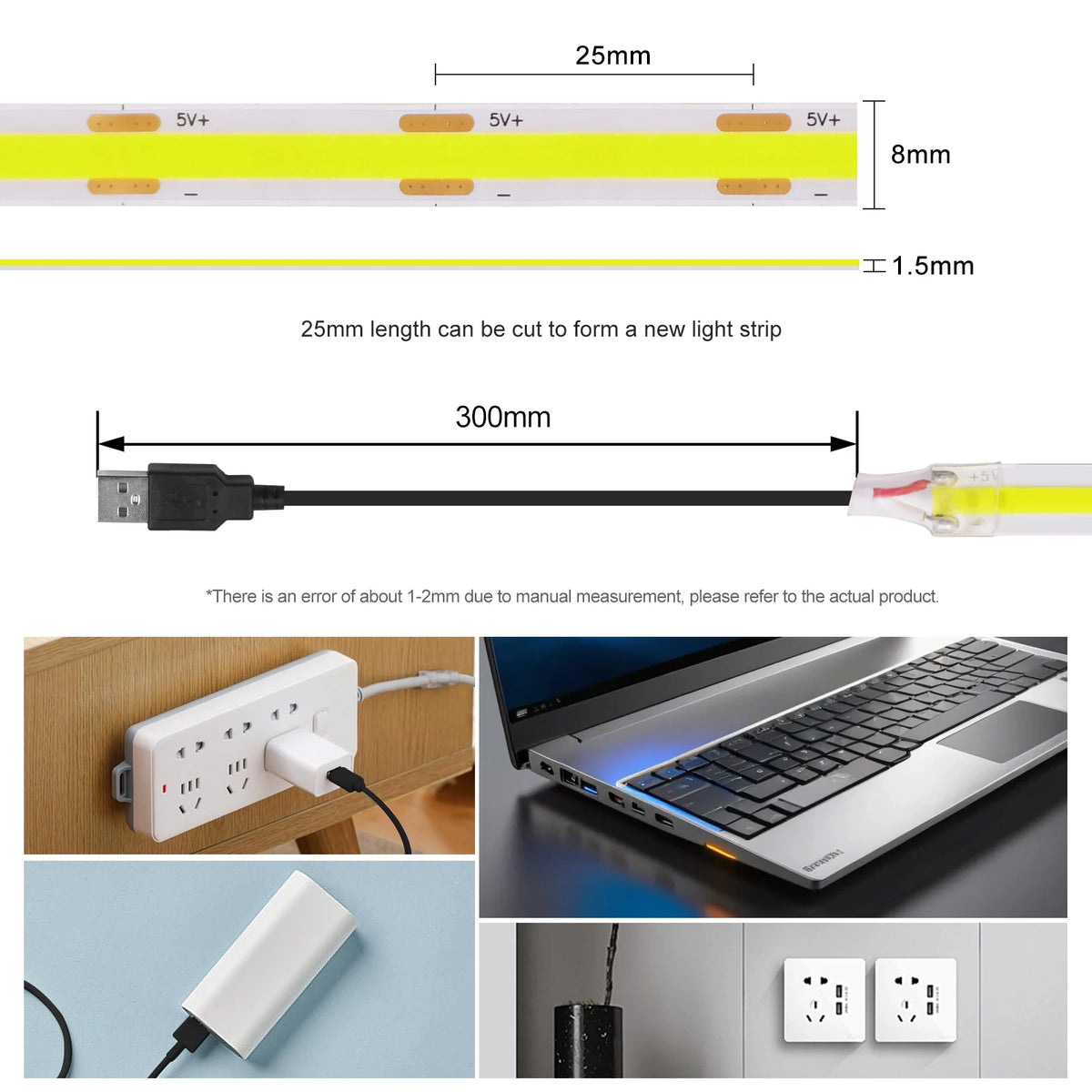 ruban led cob blanc 3000k 4000k 6000k adhésif moderne éclairage ambiance chambre