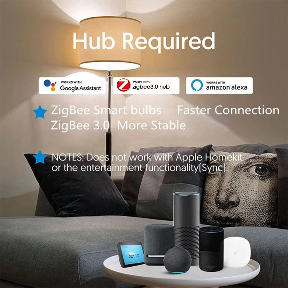 ampoule led intelligente e27 rgb wifi zigbee dimmable moderne blanc mat