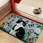 tapis cartoon antidérapant chien lunettes béret moderne salon enfant Jaune Noir Rouge Bleu