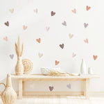 stickers muraux coeurs beige rose gris brun modernes adhésifs chambre enfants fonds écran